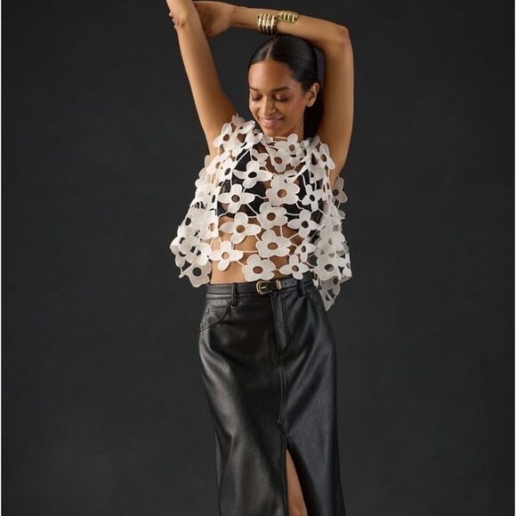 Maeve One Size Floral Lace Vest Style Blouse by Anthropologie - Picture 2 of 7